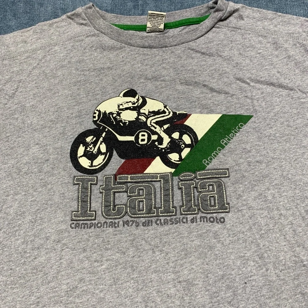 VTG Roma Atletica T Shirt Mens Large Gray Cotton Italia Patchwork Graphic